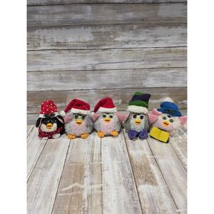 Vintage Furby Christmas Ornament Set of 5 Plush Holiday Decor 90s Retro Toy